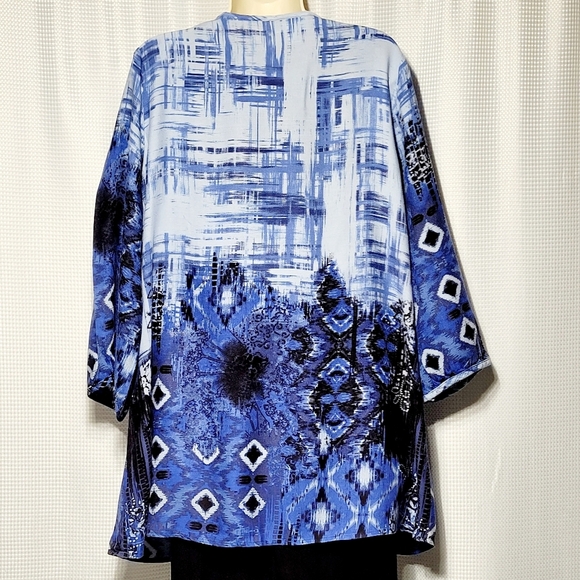 80s VTG Dress Barn Indigo Southwest Beaded Long Sleeve Pop Over Blouse (18/20) - Picture 5 of 11